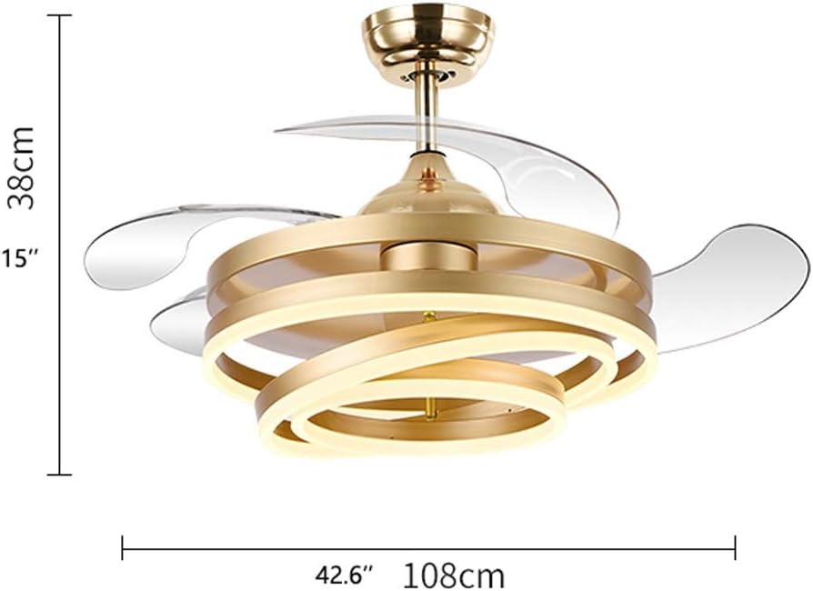 Ahuja international  Invisible Golden Rings Ceiling Fan Chandelier with Remote Control Retractable ABS Blades