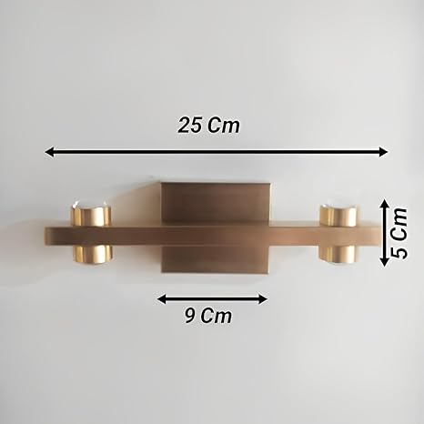 AHUJA INTERNATIONAL Modern LED Wall Sconce Mirror Light Brass Gold Finish Hardwired Vanity Light Fixture for Bathroom Mirror, Bedroom, Living Room, Hallway, Accent Home Wall Lihght
