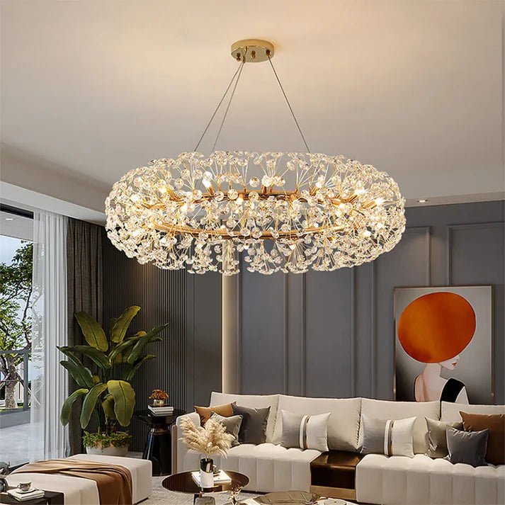 Ahuja International Crystal Design Glass Modern Led Chandelier 800Mm Ring - Warm White