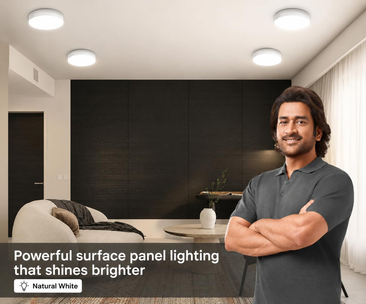 AHUJA INTERNATIONAL Round Slim Surface Panel Downlight 10W, Flush Mount Ceiling Light, Energy Efficient Fixture for Home, Office, Closet, Dining Room, 2 Year Warranty Pack of 1
