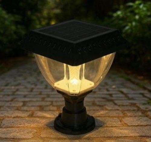 AHUJA INTERNATIONAL Solar Garden Gate Light Aluminium Main Gate Light Waterproof Garden Pillar Lamp Weatherproof Exterior Lighting Fixture Outdoor Lamp for Entrance, and Home Decor Gate Light