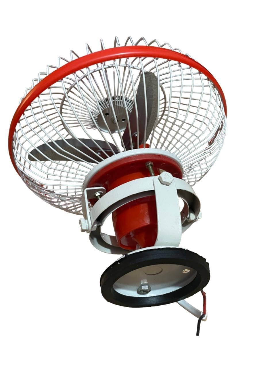 AHUJA INTERNATIONAL 8 Inch 12V DC High Speed Fan for Car, Bus, Truck & Auto 4 Blade Oscillating Electric Cooling Wall Mount Vehicle Fan with Adjustable Angle Powerful Airflow Low Noise Pack of 1