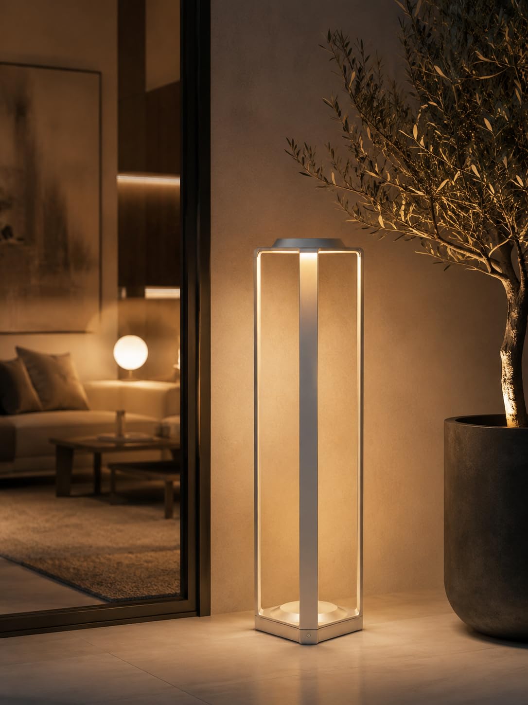 AHUJA INTERNATIONAL Modern Outdoor Bollard Light Sleek Grey Body Landscape Lamp Warm White for Garden, Pathway & Driveway Lawn, Park, Walkway & Décor Weather-Resistant Pillar Light Big Lamp,  Pack of 1