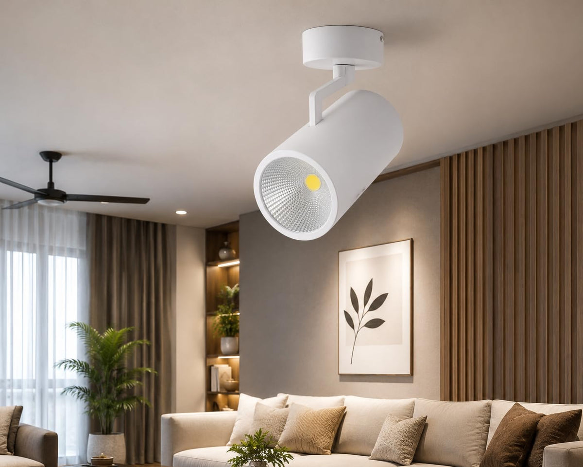AHUJA INTERNATIONAL 50W COB Wall Spot Light for Home 360° Adjustable Rotatable Focus Track Light Cylindrical Wall Mounted Spotlight for Bedroom Display, White Body 2-Year Warranty , Pack of 1