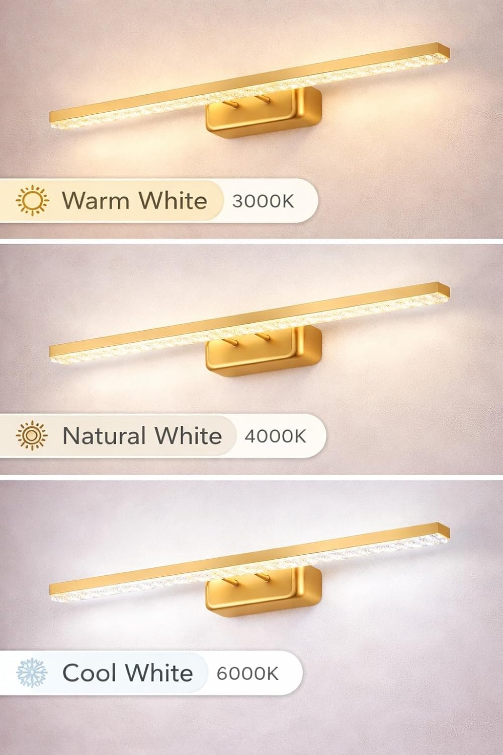 AHUJA INTERNATIONAL Luxurious Mirror Vanity 12 W Picture/Dressing/Vanity/Bathroom/Mirror Light Mode & Adjustable Head Light with 3 in One Light ,White,Warm White & Neutral White Size 50cm