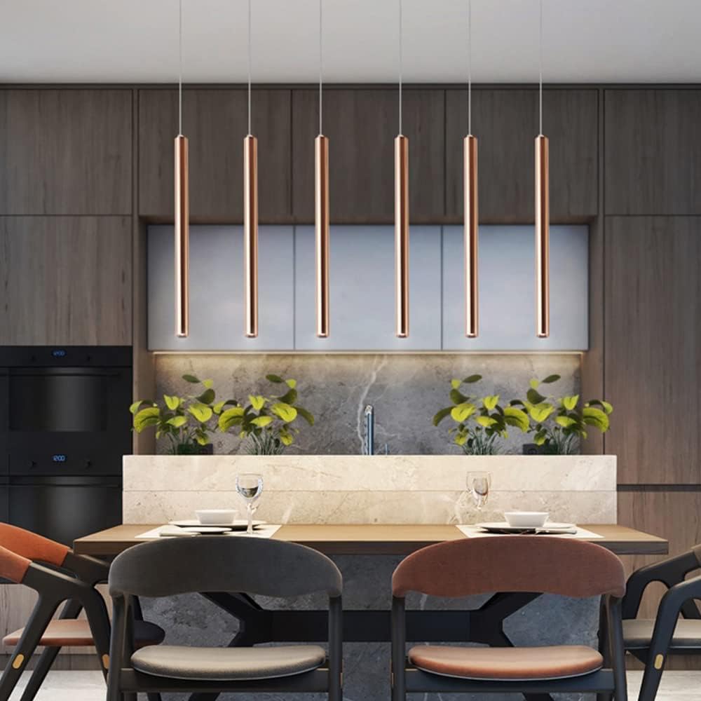 AHUJA INTERNATIONAL Modern Ceiling Long Tube Cylindrical Spotlight 12W Hanging Pendant Light Adjustable Height Lighting Fixture for Kitchen Dinning Room 600 mm, Warm White