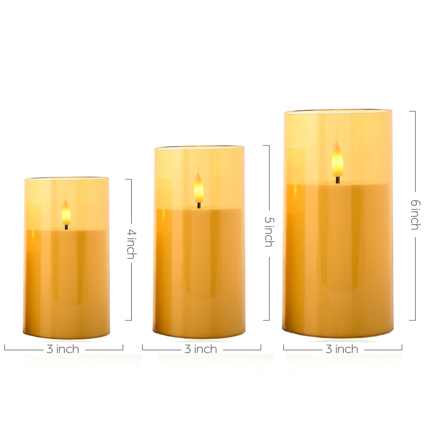 Ahuja International basics Flameless LED Candles with Remote Controller & Timer | Golden Acrylic Fiber Glass | Set of 3 | (Golden)