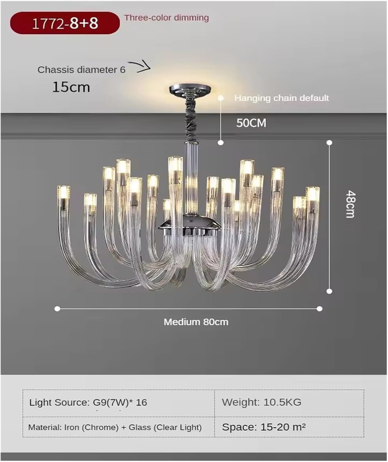 Ahuja Interntional European Style Living Room Hall Pendant Light Modern Glass Restaurant Bedroom Luxury Crystal Chandelier,Modern Lighting, 800 MM