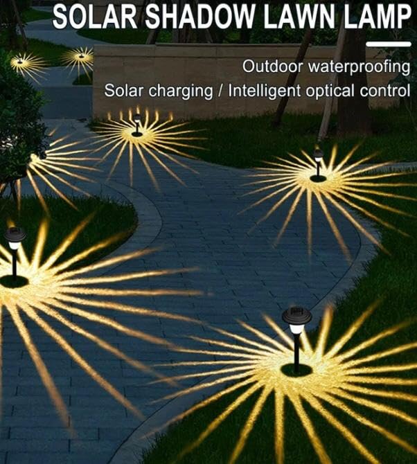 Ahuja International Modern Solar Garden Lights 5W for Outside Solar Outdoor Lights Auto On/Off Landscape Lighting for Yard Garden Pathway Walkway Solar Powered Ground Plug-in Warm White Lamp