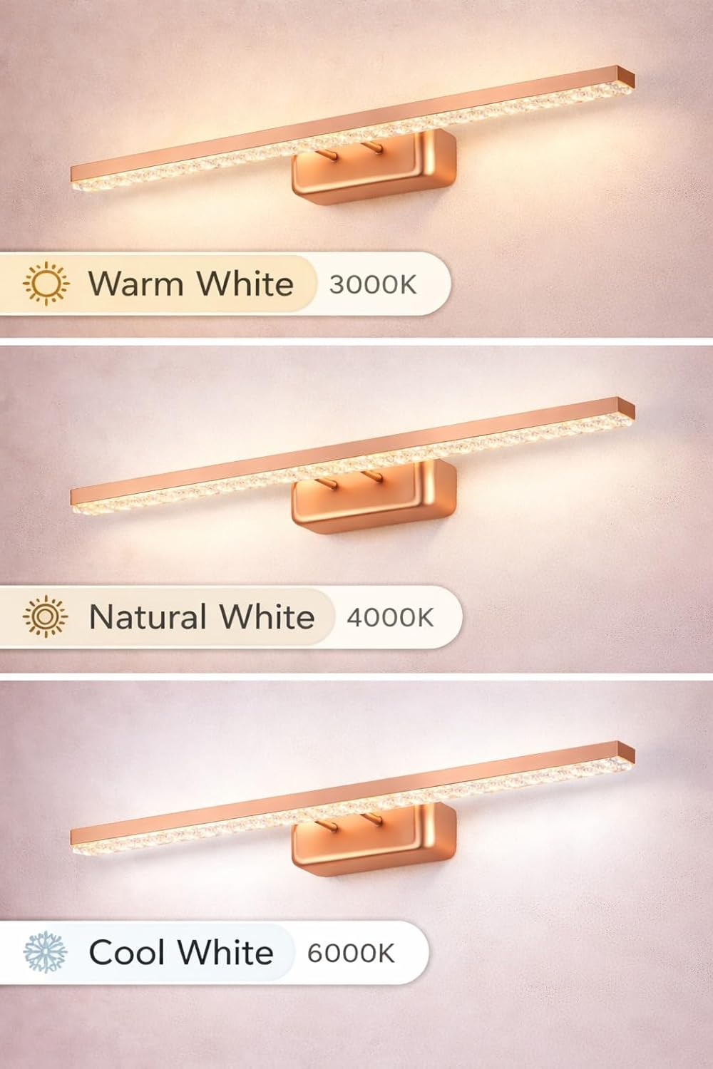 AHUJA INTERNATIONAL Luxurious Mirror Vanity 12 W Picture/Dressing/Vanity/Bathroom/Mirror Light Mode & Adjustable Head Light with 3 in One Light ,White,Warm White & Neutral White Size 50cm