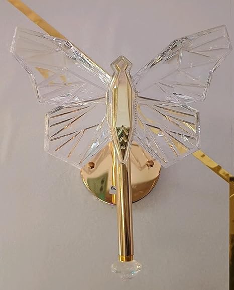 Ahuja International Crystal Butterfly Wall Sconce Light Fixture for Bedroom, Living Room, Entryway, Dining Room or Kitchen, Butterfly Style Ambiance Lighting