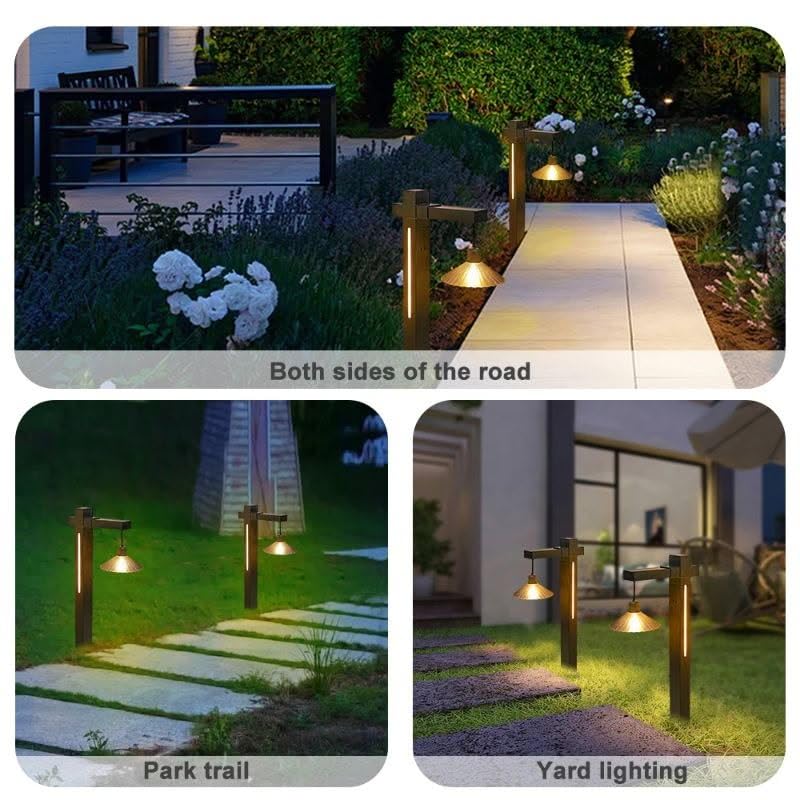 AHUJA INTERNATIONAL Solar Bollard Crown Solar Light Vintage Solar Pathway Lights Waterproof Lantern Inspired Design Black Garden Light