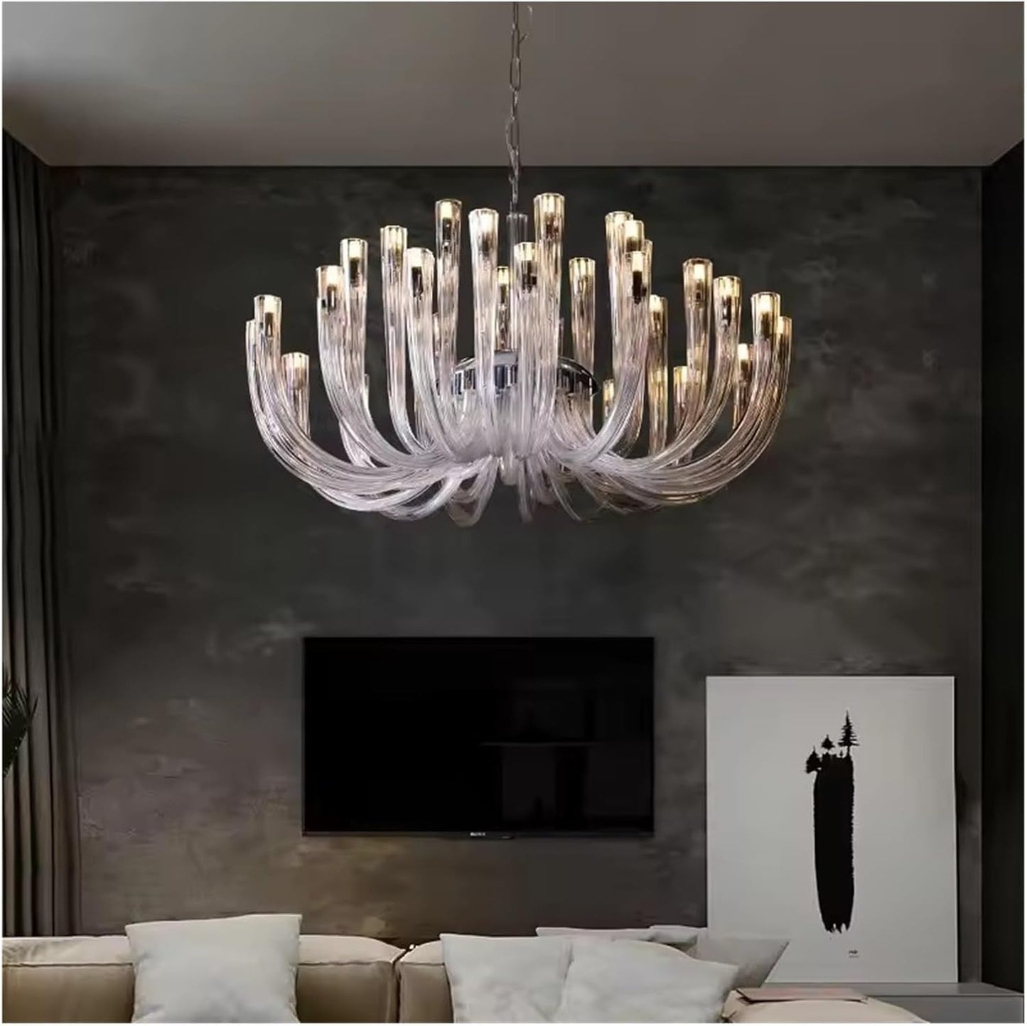 Ahuja Interntional European Style Living Room Hall Pendant Light Modern Glass Restaurant Bedroom Luxury Crystal Chandelier,Modern Lighting, 800 MM