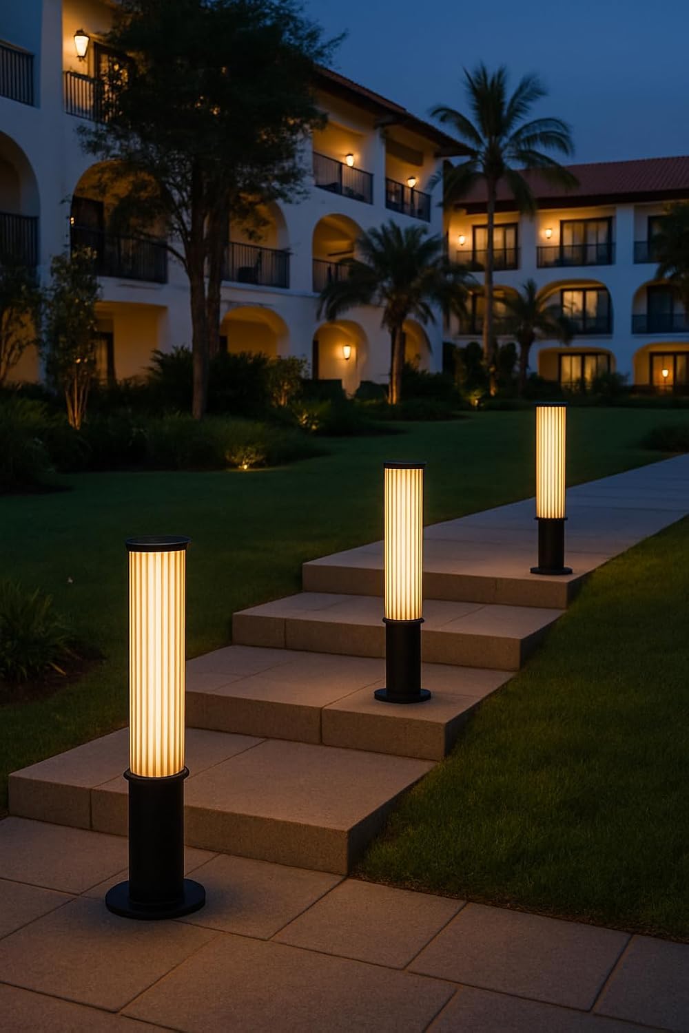 AHUJA INTERNATIONAL Modern Bollard Garden Light 18W Cylindrical Shape Black Body Outdoor Light Fixture for Outdoor Pathways, Lawns, Entrances, Driveways, and Landscape Light Warm White