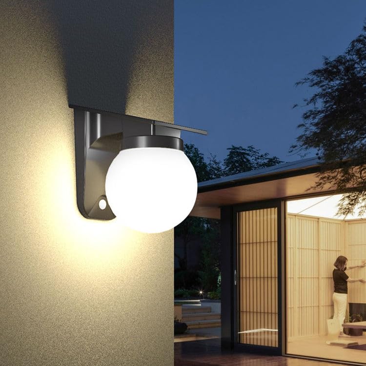 AHUJA INTERNATIONAL Solar Wall Light Round Designer Crystal Waterproof Outdoor Lantern with Remote Control Ambience Switch 3000K-6500K 30W IP65