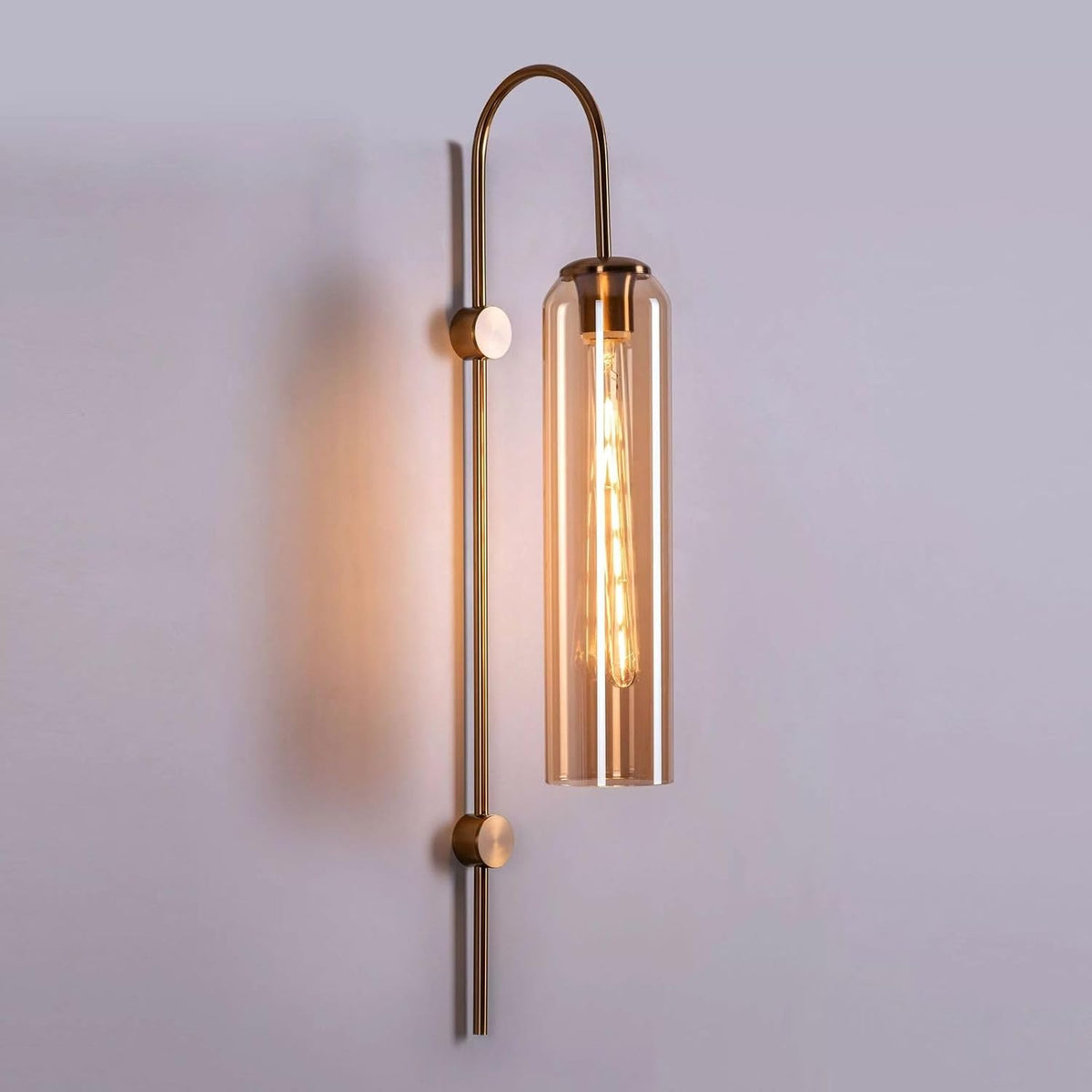 AHUJA INTERNATIONAL Luxury Modern Glass Wall Light with Metal Finish Decorative Indoor Wall Lamp for Bedroom, Living Room, Hotel & Cafe, Bar Warm Ambient Lighting Bulb Not Included , Amber Glass Pack of 1