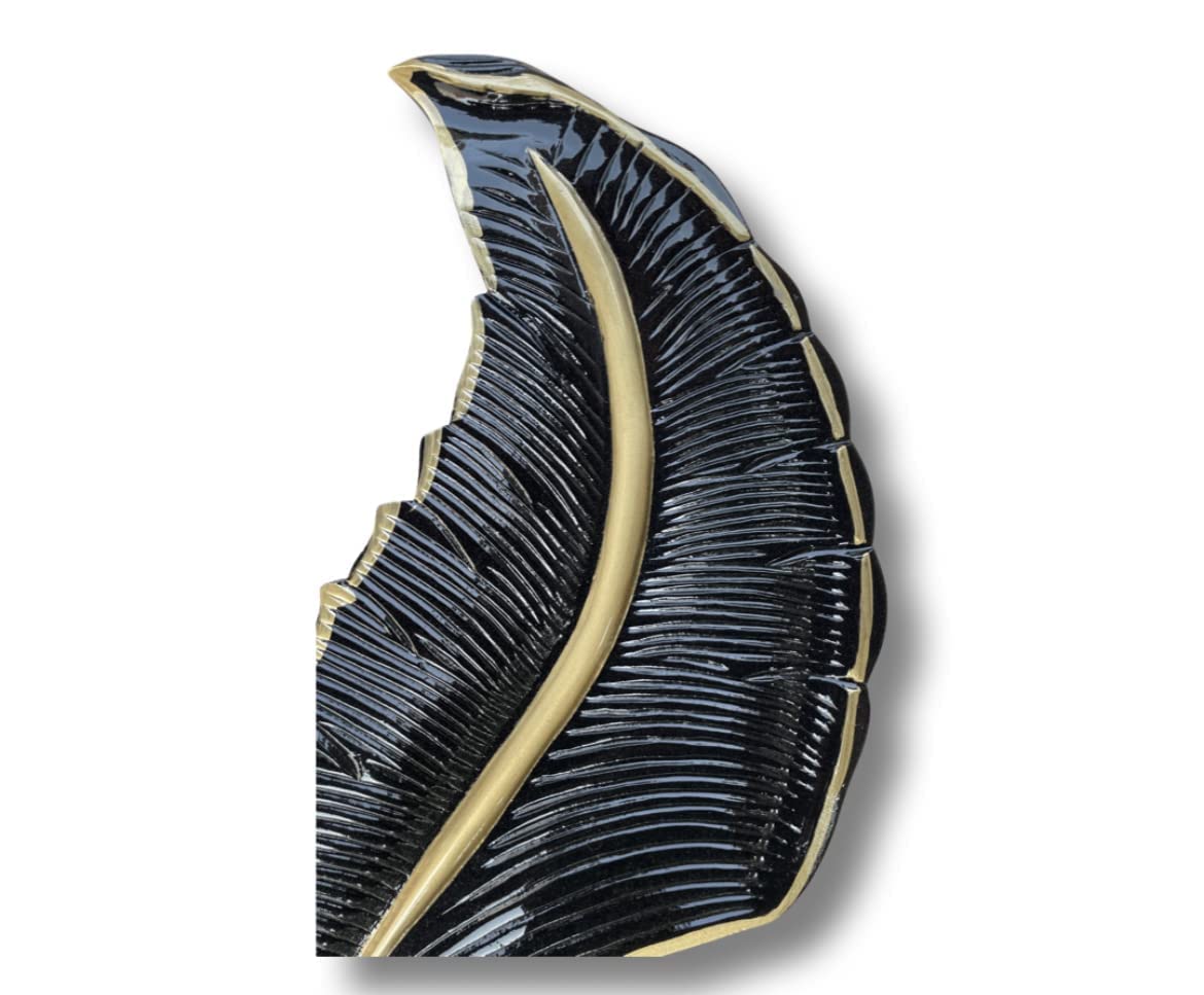Ahuja International Led Wall Sconce for Bedroom Luxury Black Best Living Room Light Fixture Modern Feather Design Indoor Lustre New Resin Lamp Black (650 MM)