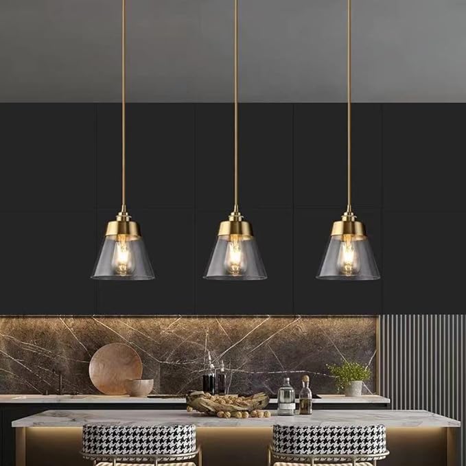 AHUJA INTERNATIONAL Nordic Luxury Pendent Light Copper Metal Hanging Lighting 59.1inch Height Adjustable Droplight Fixture for Hallway Dining Room Kitchen Entryway Closet