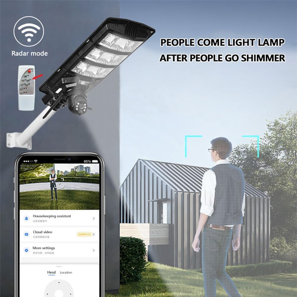 Solar Dhanush Combo Solar Street Light with 5MP 4G SIM CCTV Camera & Light 300W Outdoor Flood V380 Pro App Human Detection Night Vision 2-Way Audio IP66 Waterproof 2 Year Warranty