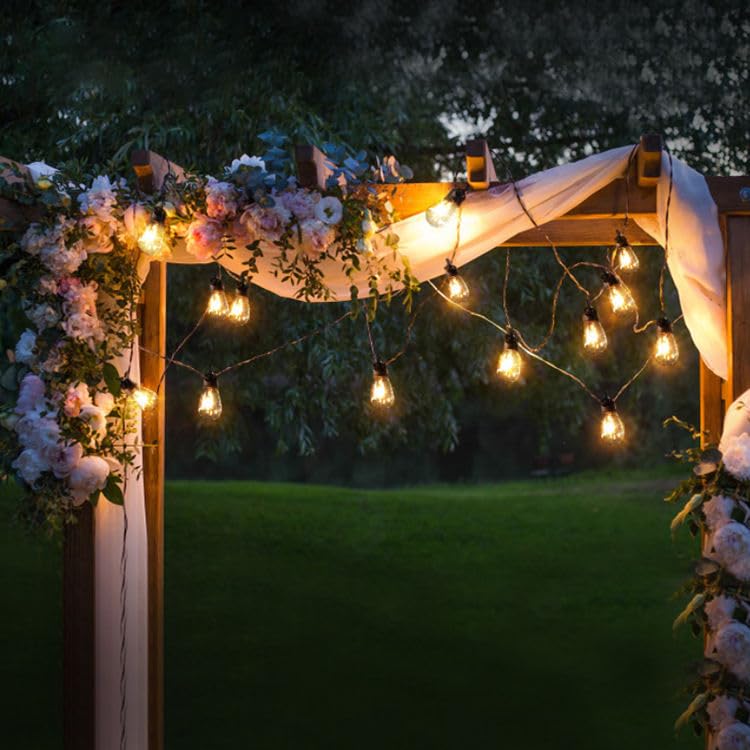 Ahuja international Solar String Light 5 Meter 10 Holder with 10 Bulb Outdoor Waterproof Patio Lights Solar Powered Edison Bulbs Warm White Outdoor String Lights for Garden, Backyard, Porch, Balcony