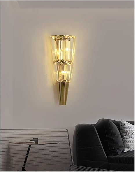 Ahuja International Led Crystal Big Mashal Modern Gold Metal Wall Light