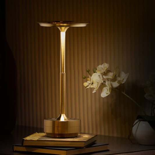 Ahuja International Elegant Cordless Rechargeable Dimmable Waterproof Metallic Touch LED Table Lamp for Stylish Homes and Upscale Restaurants - Portable, USB-C Charging, Perfect for Indoor/Outdoor
