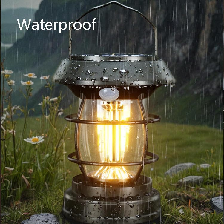 Ahuja International Solar Sensor Camping Hanging Vintage Style Lanterns Rechargeable Portable, Tabletop Lantern, Waterproof for Tent Night Light Indoor/Outdoort Lanterns Light