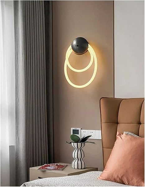 Ahuja International Novelty LED Wall Light Silicone Ring Creative Sconce for Living Room Bedroom Aisle Dining Dropshipping Distinctive,Wall Lighting, 2 Rings-Iron Wall Light