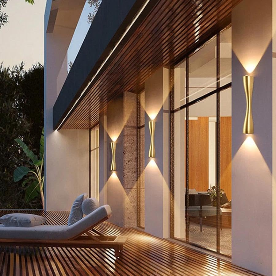 AHUJA INTERNATIONAL Modern Slim Long Gold/Black Indoor Outdoor Wall Lamp Up and Down Wall Sconce Light Fixtures Wall Light (Warm White)