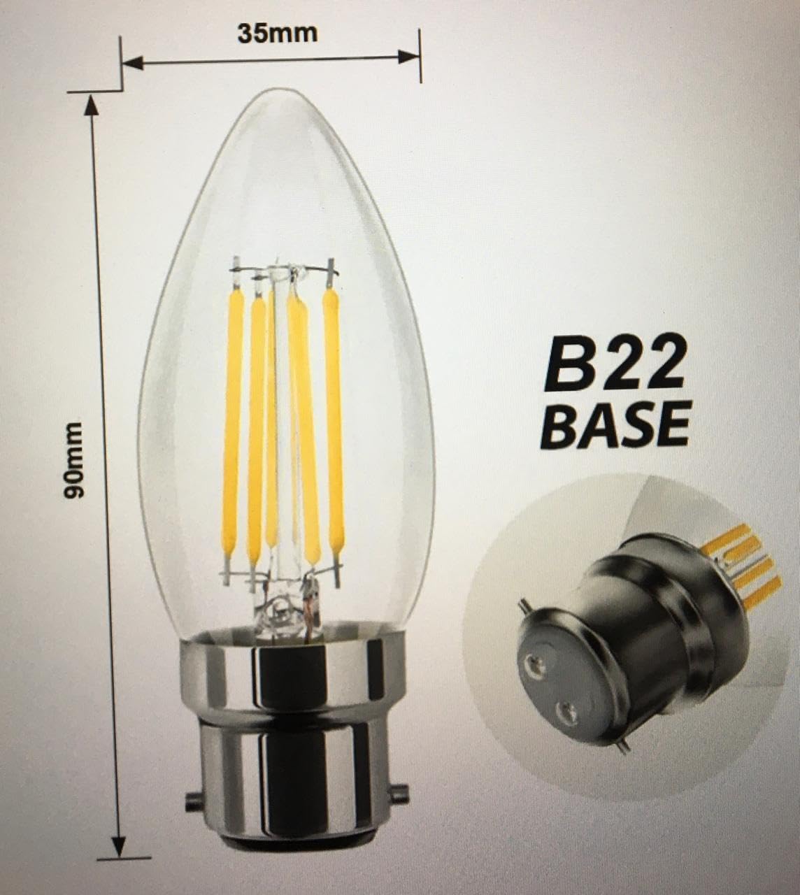 AHUJA INTERNATIONAL Antique Retro Candle Dimmable Vintage Edison Light Bulb 6W Bulb for Chandelier,decorative, jhummar, Cafe Lights Bulb Clear Glass ,Warm & Yellow Pack of 1