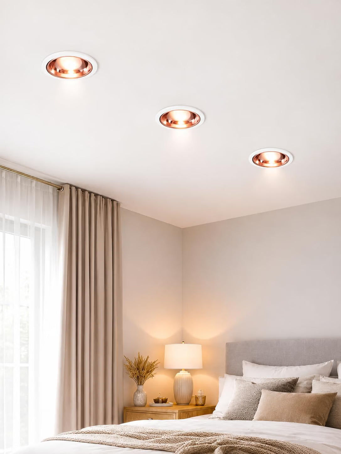 AHUJA INTERNATIONAL Round Recessed Panel Ceiling Fall Light Energy Efficient Downlight for Home & Office Flush Mount 2 Year Warranty White + Rosegold  95 mm Cutout 12 Watts , Pack of 1