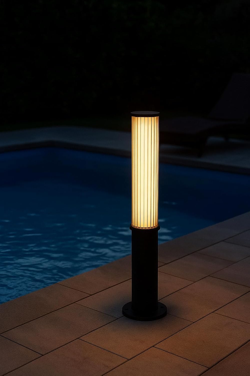 AHUJA INTERNATIONAL Modern Bollard Garden Light 18W Cylindrical Shape Black Body Outdoor Light Fixture for Outdoor Pathways, Lawns, Entrances, Driveways, and Landscape Light Warm White