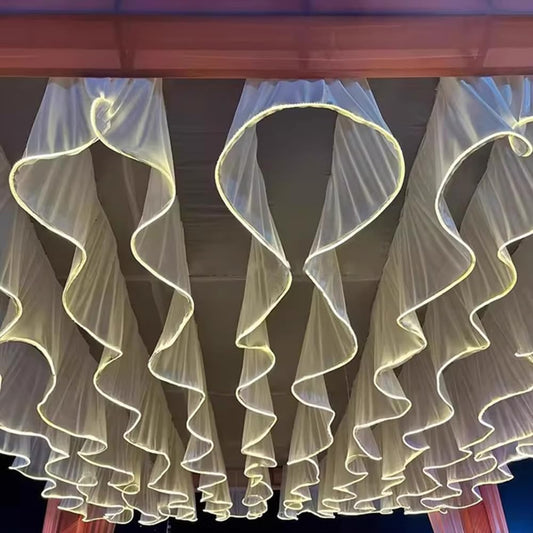 AHUJA INTERNATIONAL Ceiling Design Drapes Curtain Light Tent Decoration – S-Shaped Fabric Ceiling Design for Wedding Ceremony, Birthday Party, Stage, Reception, Hall & Event Swag Size 10 Feet, Pack of 1