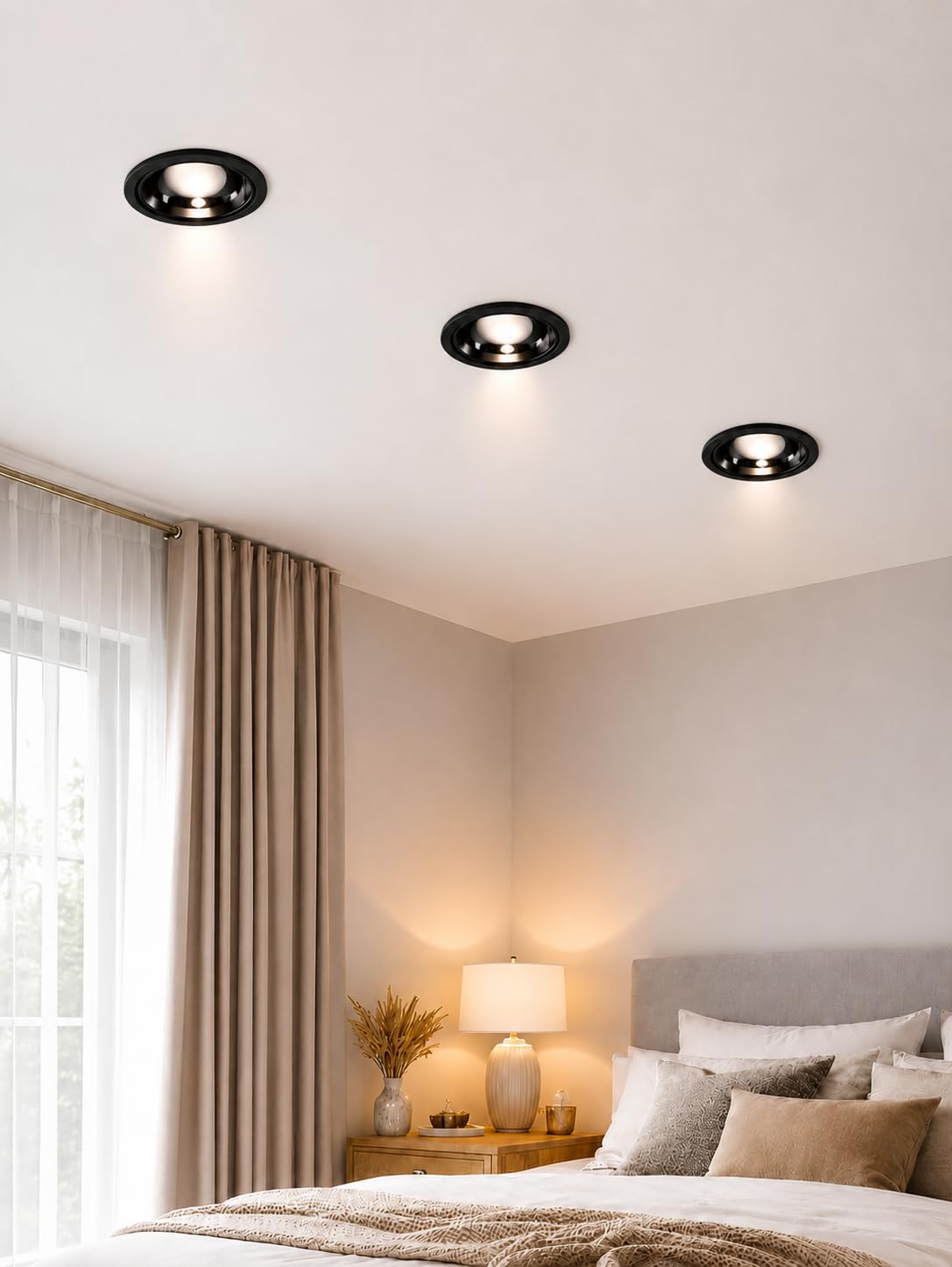 AHUJA INTERNATIONAL Round Recessed Panel Ceiling Fall Light Energy Efficient Downlight for Home & Office Flush Mount 2 Year Warranty Black + Black 95 mm Cutout 12 Watts , Pack of 1