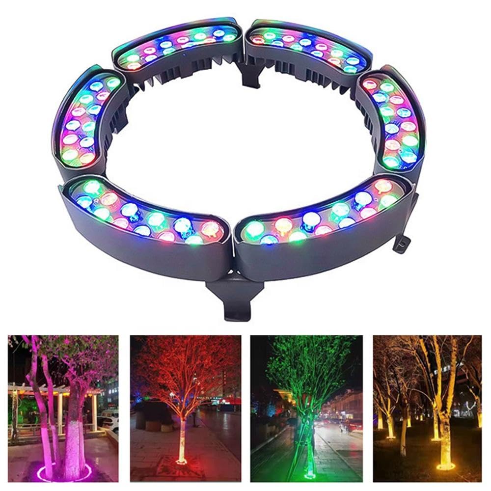 Ahuja International Led Tree Hugging Light Outdoor IP65 Waterproof Spotlight Garden Scene Palm Tree 12w Color Circular Tree Illumination Light, Multi RGB, Customizable