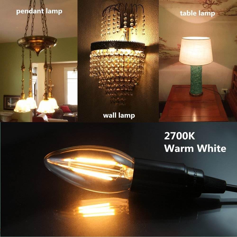 AHUJA INTERNATIONAL Antique Retro Candle Dimmable Vintage Edison Light Bulb 6W Bulb for Chandelier,decorative, jhummar, Cafe Lights Bulb Clear Glass ,Warm & Yellow Pack of 1