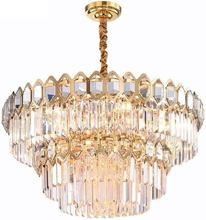 Ahuja International New Design Modern Clear Crystal Pendant Light Golden Chandelier for Banquet Hall Living Room Villa Dining Room