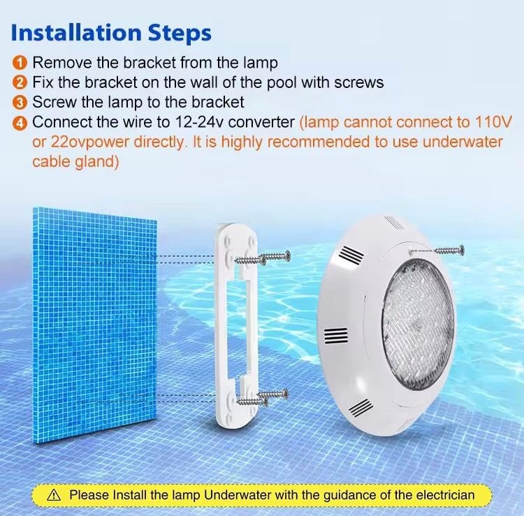 AHUJA INTERNATIONAL Swimming Pool Lights Plastic 12W Underwater Waterproof Wall Mounted Night Swimming Pool Bright White Light with Driver Pool Light