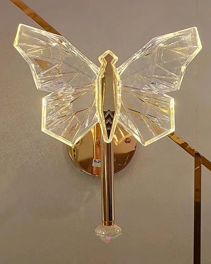 Ahuja International Crystal Butterfly Wall Sconce Light Fixture for Bedroom, Living Room, Entryway, Dining Room or Kitchen, Butterfly Style Ambiance Lighting