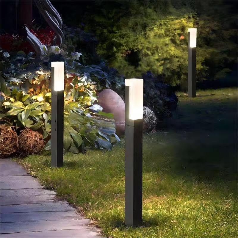 AHUJA INTERNATIONAL Modern Gate & Bollard 2ft Bollard Light IP65 Waterproof Garden Post Light, Rectangular  Lamp for Pathway, Lawn, Driveway, Entrance – Warm White 2-Year Warranty, 600 mm