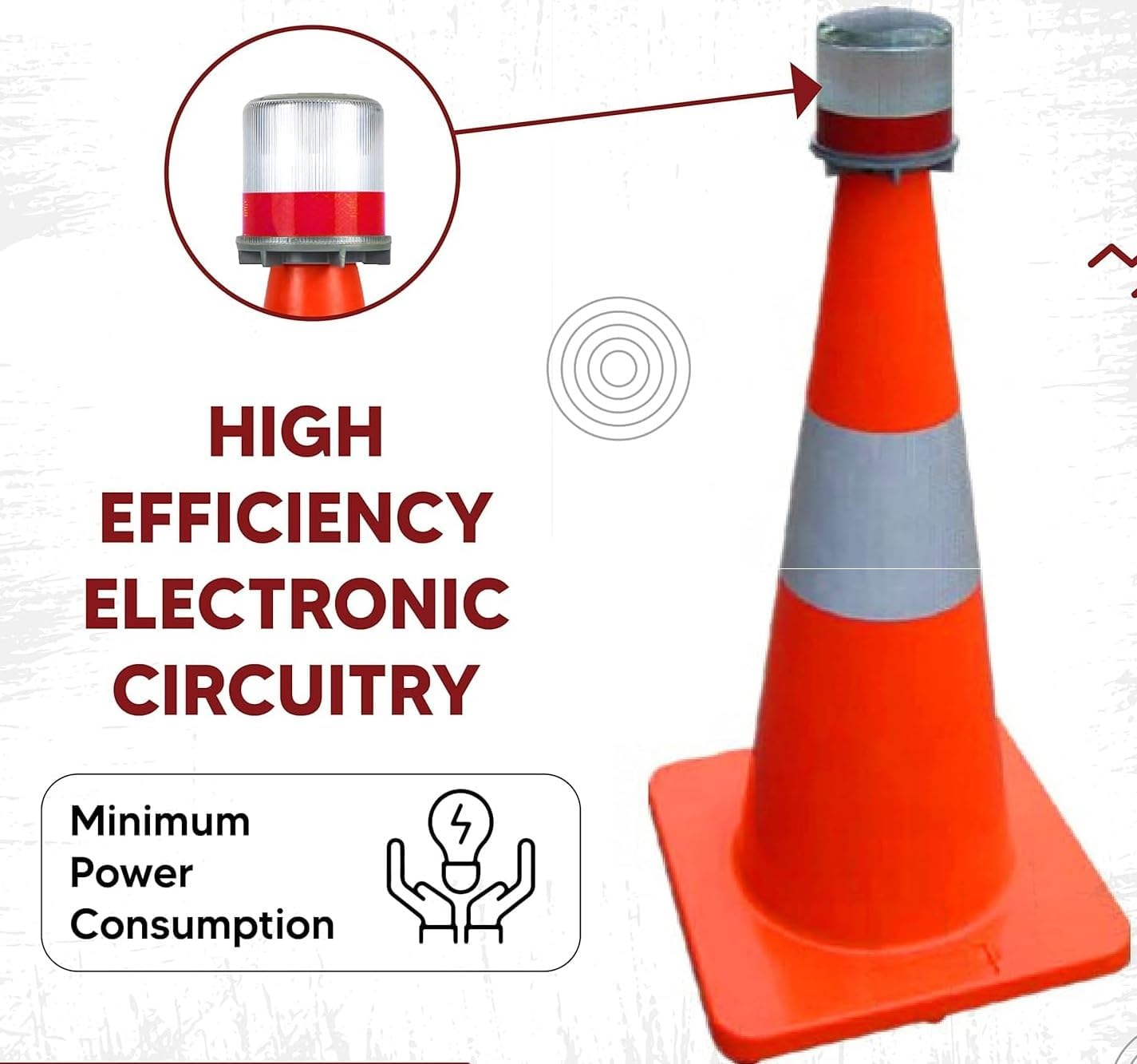 AHUJA INTERNATIONAL Solar High-Visibility Road Safety Signal Positioning Traffic 3W Cone Road Construction Guardrail Solar Blinker Warning Light with Emergency Beacon Flashing Light