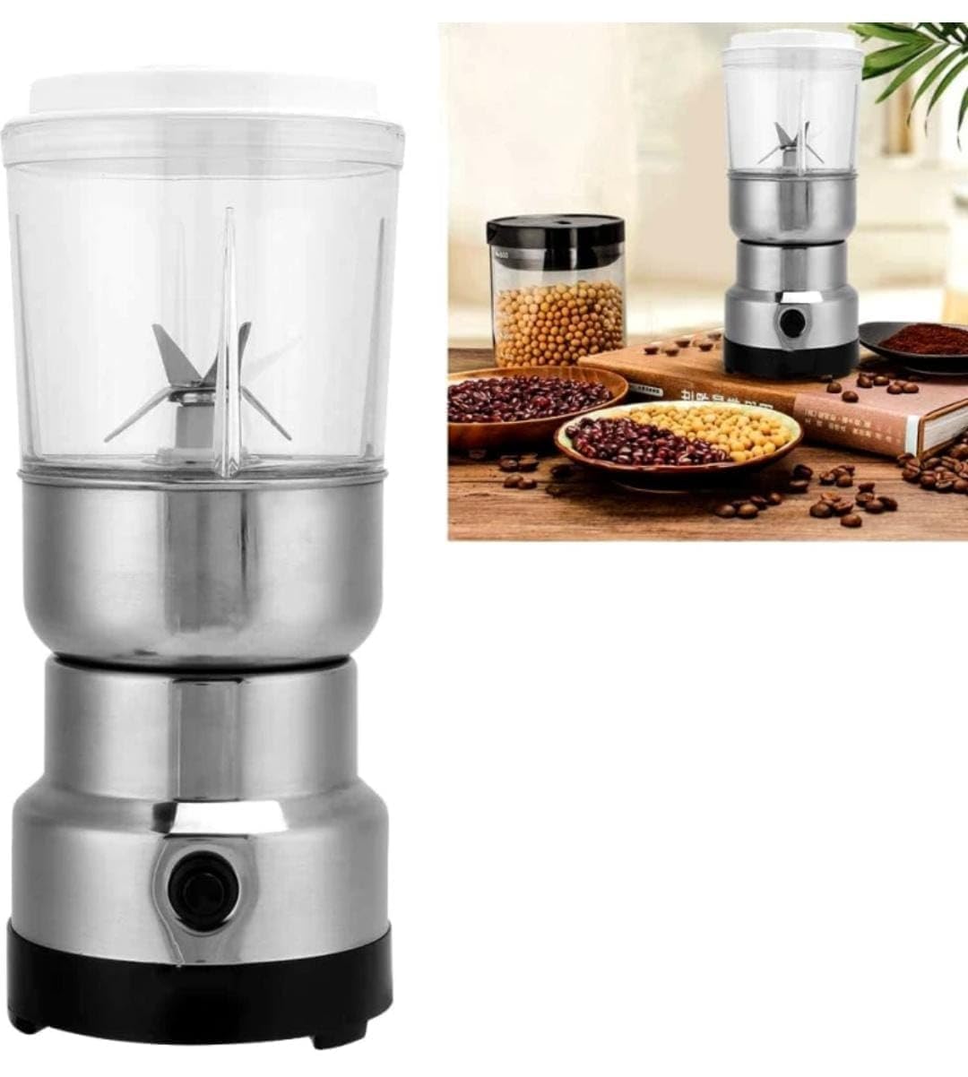 Ahuja International Modern Mixer Mini Electric Grinder & juicer Portable Stainless Steel Bowl Blender with High-Speed Motor Multifunctional Grinder juicer for Home,Kitchen Coffee,Fruits, Nuts Dry