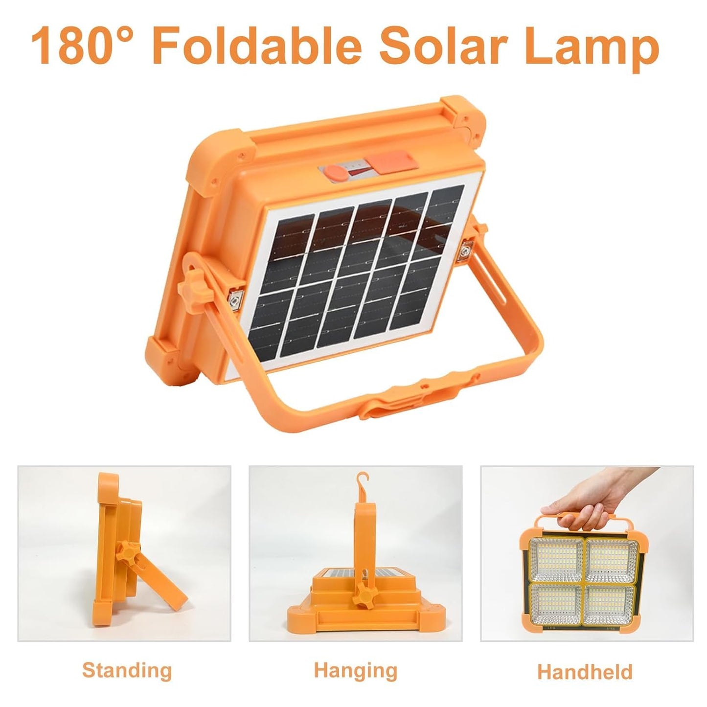 AHUJA INTERNATIONAL Solar Light - Portable Flood Light with Solar Powered & USB Battery Rechargeable 5 Modes Portable Camping Lamp - Ideal for Hurricane, Garage, Fishing, Emergency