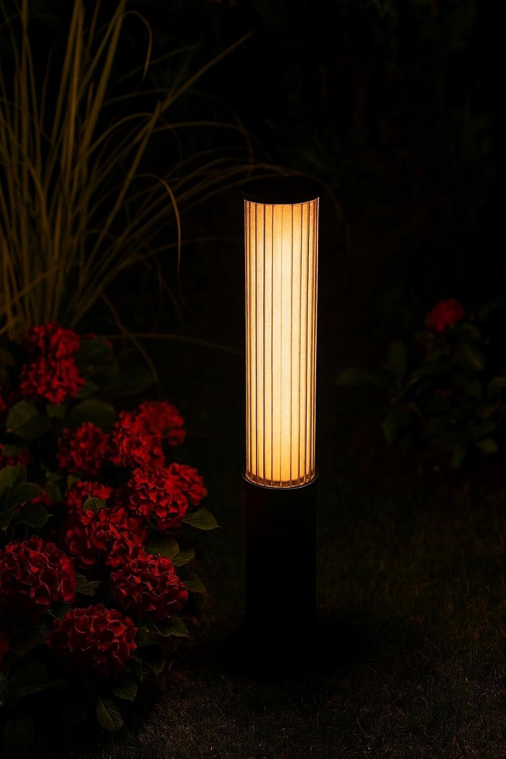AHUJA INTERNATIONAL Modern Bollard Garden Light 18W Cylindrical Shape Black Body Outdoor Light Fixture for Outdoor Pathways, Lawns, Entrances, Driveways, and Landscape Light Warm White