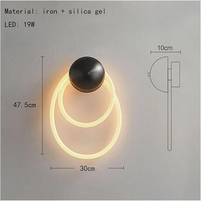 Ahuja International Novelty LED Wall Light Silicone Ring Creative Sconce for Living Room Bedroom Aisle Dining Dropshipping Distinctive,Wall Lighting, 2 Rings-Iron Wall Light