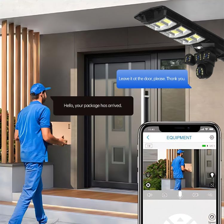 AHUJA INTERNATIONAL Yodha WiFi 3 Real Solar CCTV Street Light Combo 90W with 180 Light 15MP 360° Security Camera, Human Detection, Night Vision, 2-Way Audio, V380 Pro App, IP66 Surveillance System