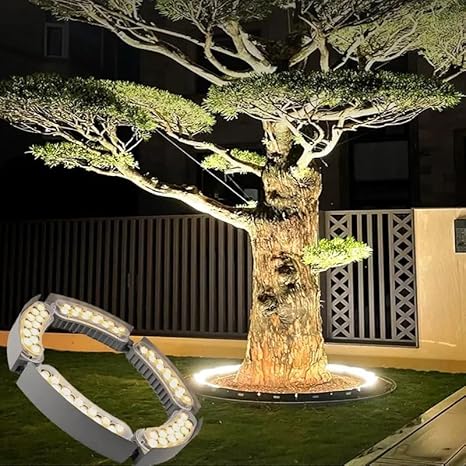 Ahuja International Led Tree Hugging Light Outdoor IP65 Waterproof Spotlight Garden Scene Palm Tree 12w Color Circular Tree Illumination Light, Warm White, Customizable (Pack of 7)