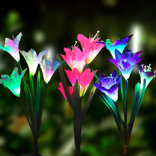 Ahuja International Lilly flowers, Waterproof Decorative with Stake for Outdoor Yard Pathway Outside Patio Lawn