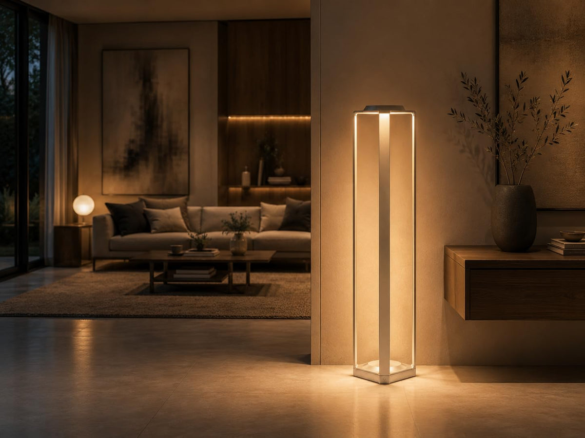 AHUJA INTERNATIONAL Modern Outdoor Bollard Light Sleek Grey Body Landscape Lamp Warm White for Garden, Pathway & Driveway Lawn, Park, Walkway & Décor Weather-Resistant Pillar Light Big Lamp,  Pack of 1
