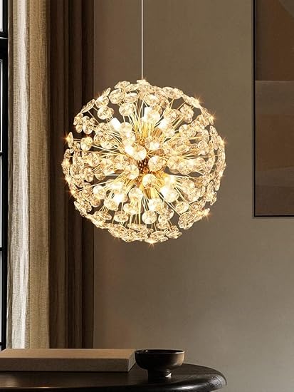 Ahuja International Gold Crystal Ball Pendant Chandelier Ceiling Lights Hanging - Warm White Crystal LED Chandelier/Jhoomer For Living and Home Decor